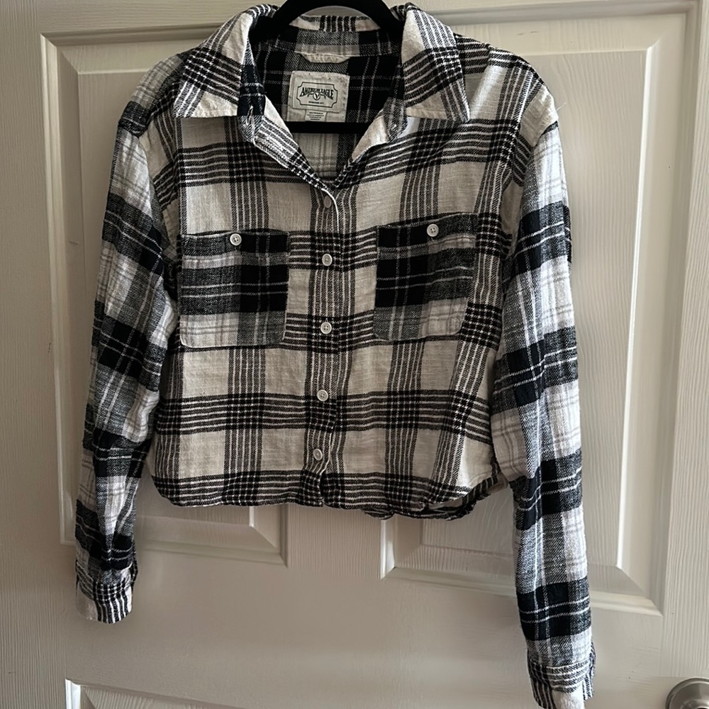 American eagle plaid cropped flannel xs